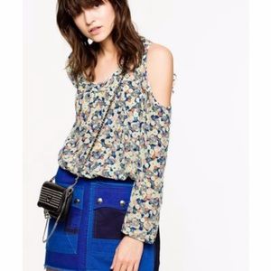 Zadig & Voltaire tea flower print 100% silk off shoulder blouse
